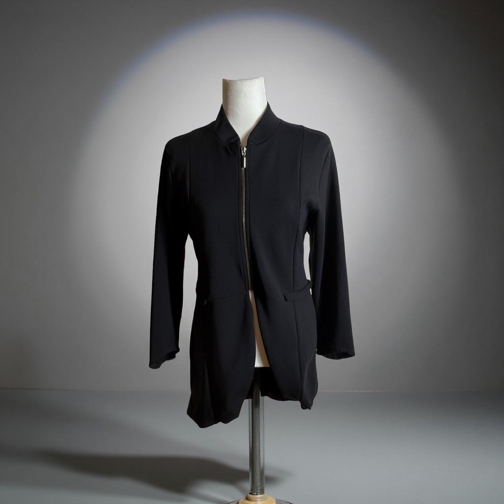 Juffrouw Jansen Amsterdam Women's Large Black Tuxedo Tail Blazer Jacket Zip Up - Picture 6 of 10